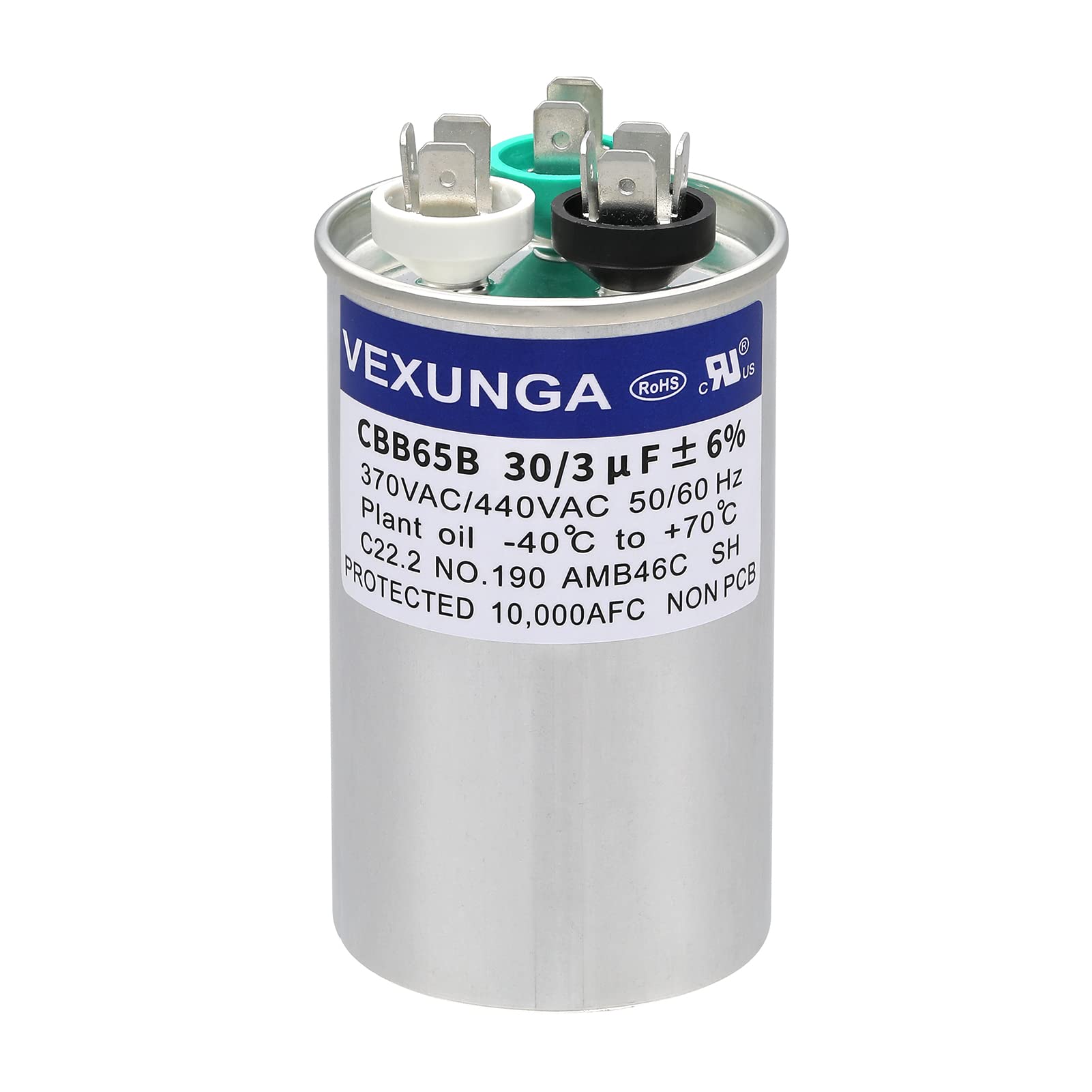 45/5 uF 45+5 MFD 370V or 440V Dual Run Start Round A/C Capacitor 45 5 uF 370 440 Volt VAC CBB65B Air Conditioner Capacitors for AC Unit Fan Motor Start or Heat Pump or Condenser Straight Cool