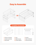 VEVOR Acrylic Coffee Table, Modern Lucite Desk with Open Storage Shelf, Clear Rectangle Center Table for Living Room, Office, 31.5 x 19.7 x 15 in