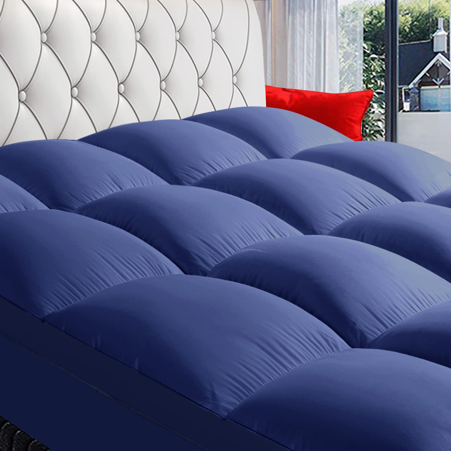 COONP Queen Mattress Topper, Extra Thick Pillowtop, Cooling and Plush Mattress Pad Cover Cotton Top Bed Topper Protector with 8-21 Inch Deep Pocket