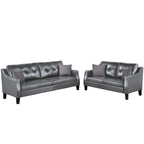 Poundex Faux Leather 2-Piece Set with Accent Pillows Sofas, Dark Brown