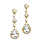 Mariell Pierced or Clip-On Silver, Gold or Rose Gold CZ Dangle Drop Earrings for Women, Brides, Wedding