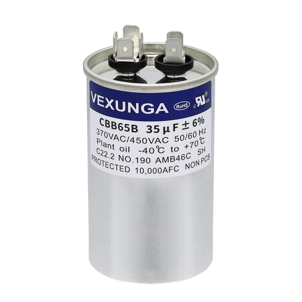 45/5 uF 45+5 MFD 370V or 440V Dual Run Start Round A/C Capacitor 45 5 uF 370 440 Volt VAC CBB65B Air Conditioner Capacitors for AC Unit Fan Motor Start or Heat Pump or Condenser Straight Cool