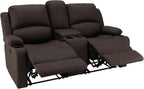 67" Wall Hugger Reclining | RV Theater Seats | Double Recliner RV Sofa & Console | RV Couch | RV Theater Seating | RV Furniture (Manual, Chocolate)