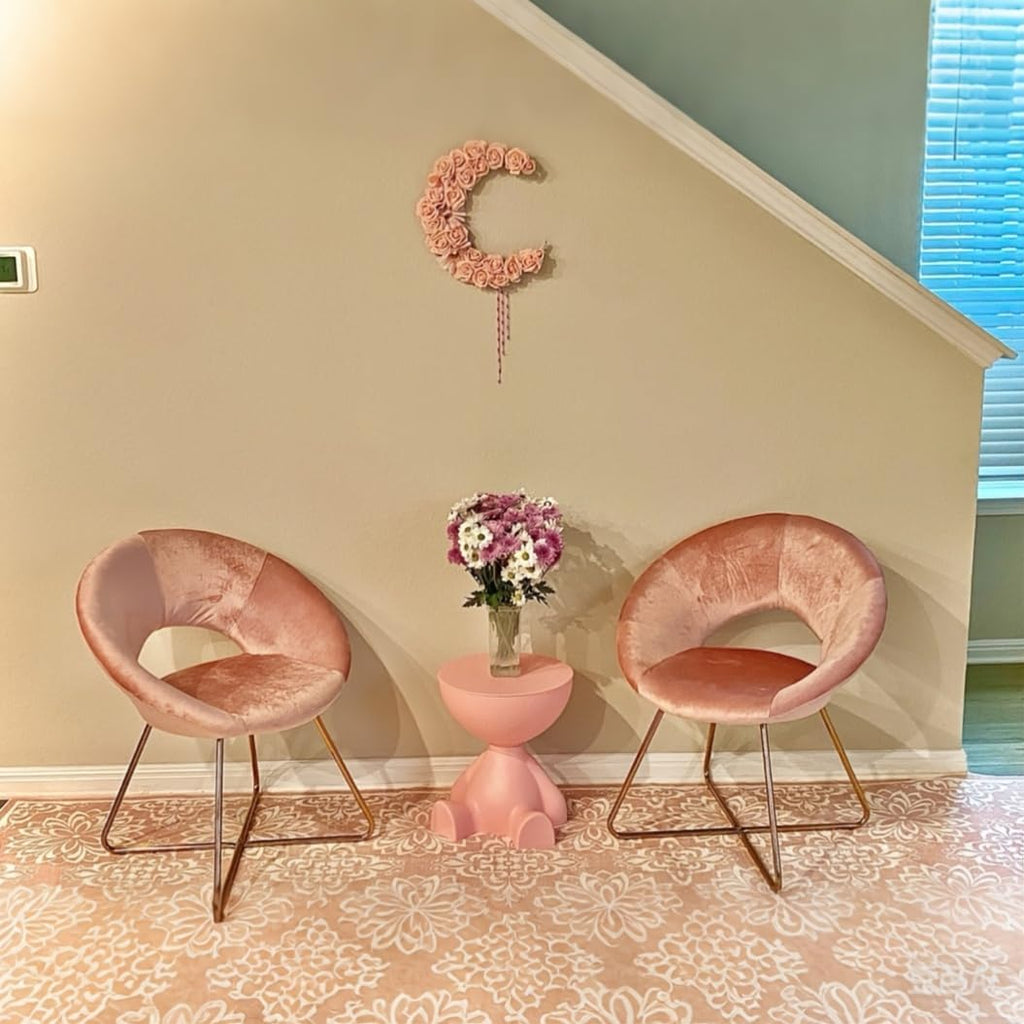 Mini Side Table, Circle Coffee Table, Nightstand, Mini End Tables Accent Living Room Bedroom Balcony Office, Bedside Home Decor for Living Room, Bedroom, Small Spaces, Easy Assembly (Pink)