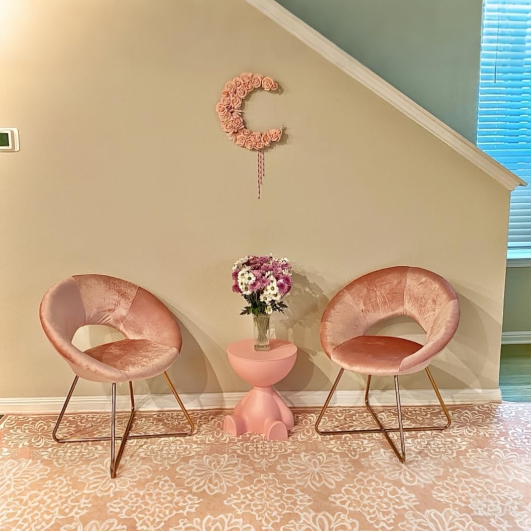 Mini Side Table, Circle Coffee Table, Nightstand, Mini End Tables Accent Living Room Bedroom Balcony Office, Bedside Home Decor for Living Room, Bedroom, Small Spaces, Easy Assembly (Pink)