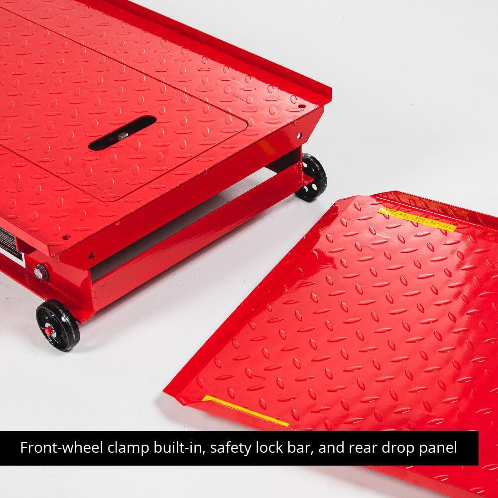 Hydraulic Motorcycle Lift, 1000 LB Capacity Lift Hoist Jack Stand, for Mechanics, Workshops, and Homes