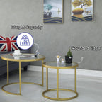 Gold Nesting Coffee Table Set of 2, Small Glass Nesting Tables for Living Room Bedroom, Accent Tea Table with Metal Frame