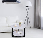 Modern Coffee Table,Faux Marble Tables,Small Round Coffee Tables with Shelf, Marble Coffee Table,Circle Center Table Low Coffee & Tea Table for Living Room Modern