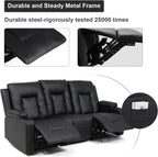COMHOMA Recline Chair Set，Furniture 2PC Bonded Leather Recliner Set Living Room Set, Sofa, Loveseat（Black,Living Room Set3+2）