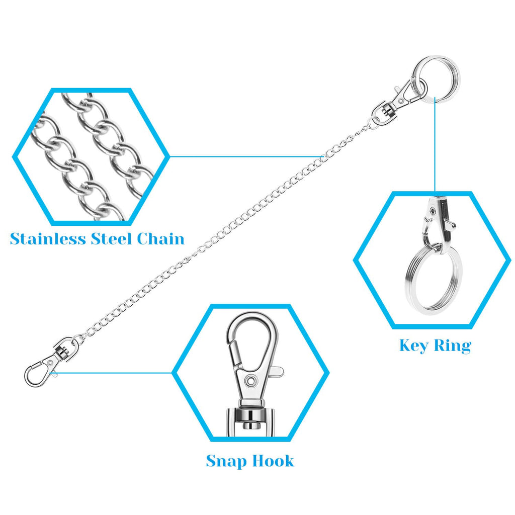 anezus 3pcs chaîne de ceinture, chaîne de poche, chaînes pour portefeuille, pantalons, jeans, accessoires gothiques pour Eboy, Egirl, hommes et femmes