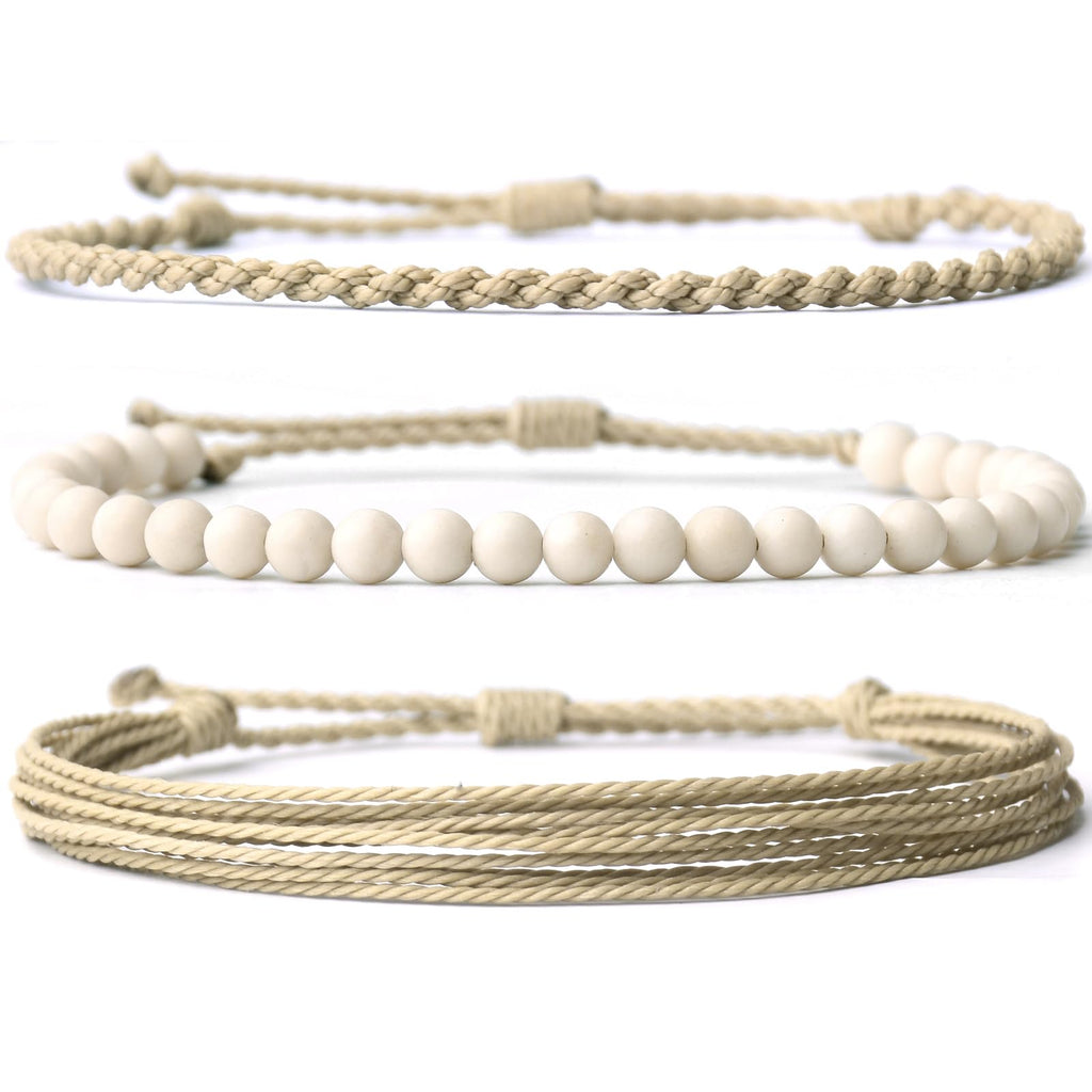 Handmade Natural Stone Beaded Healing Bracelet Gift for Men Adjustable Rope String Bracelet (Lava Rock, Adjustable)