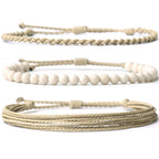 Handmade Natural Stone Beaded Healing Bracelet Gift for Men Adjustable Rope String Bracelet (Lava Rock, Adjustable)