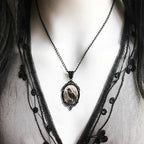 YWMAN Goth Raven Cameo Necklace Set Vintage Gothic Crow Cross Pendant Halloween Witch Costume Accessories Women Chocker Jewelry Gift