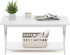 Furinno Modern Simplistic Criss-Crossed Coffee Table, White