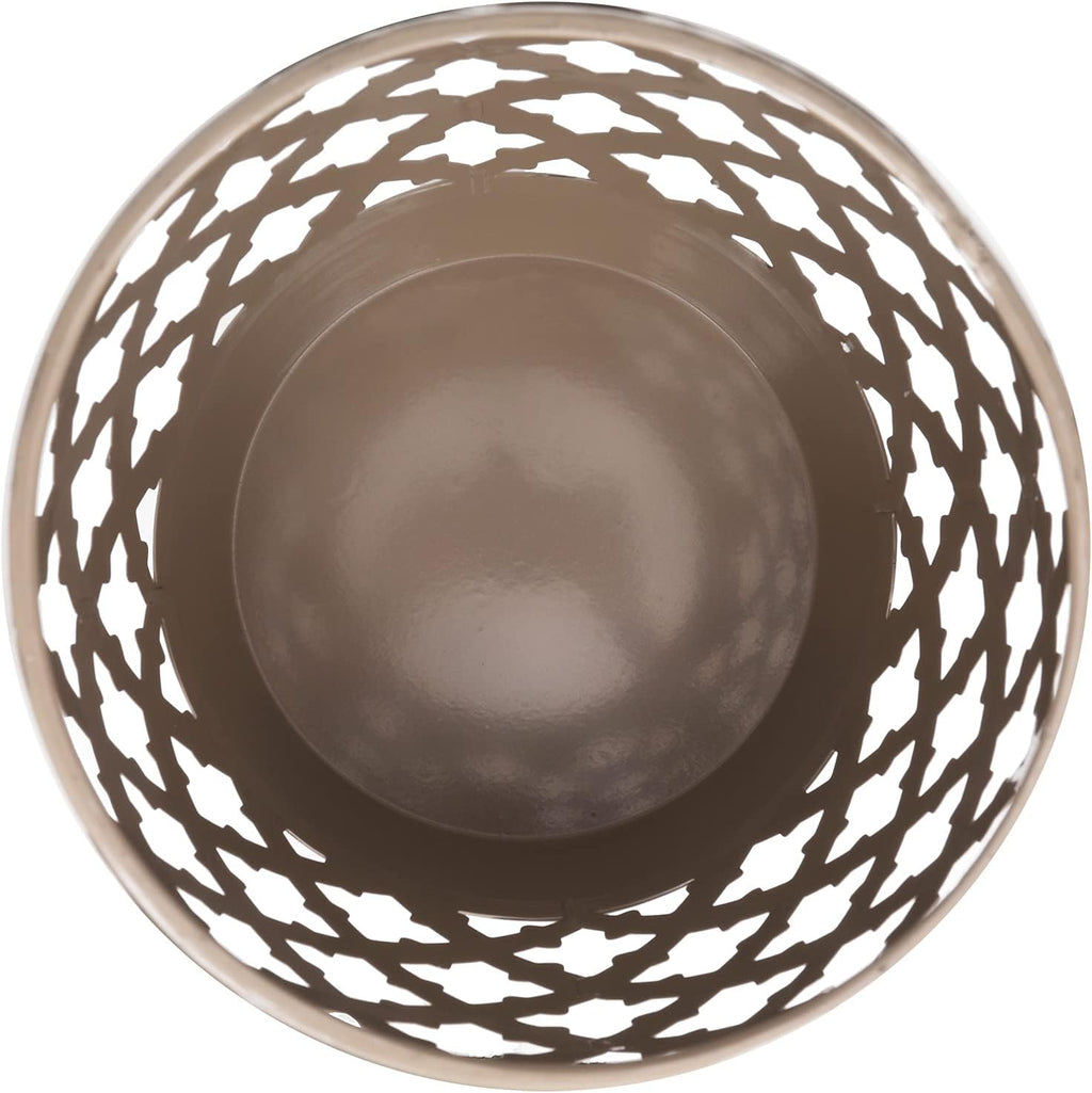 Vipush Outdoor Lace Cut Iron Side Table,Patio Garden Stool Coffee End Table Nightstand for Small Spaces,Living Room,Front Porch,Poolside,Brown