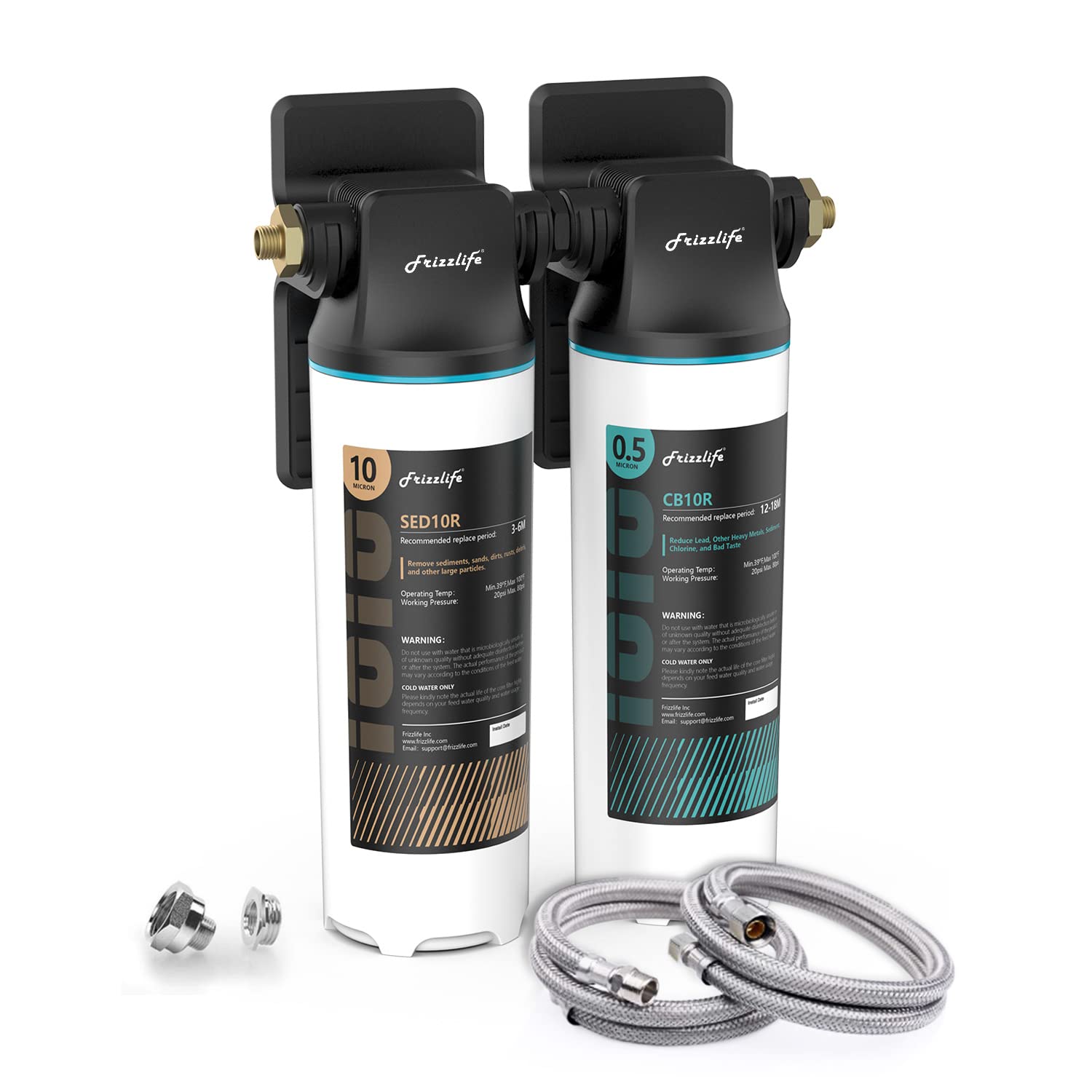 Frizzlife TW10 Under Sink Water Filter System, NSF/ANSI 53&42 Certified Elements, Reduce 99.99% Lead, Chlorine, Chloramine, Fluoride, Bad Taste & Odor, Direct Connect, 0.5 Micron, USA Tech Support