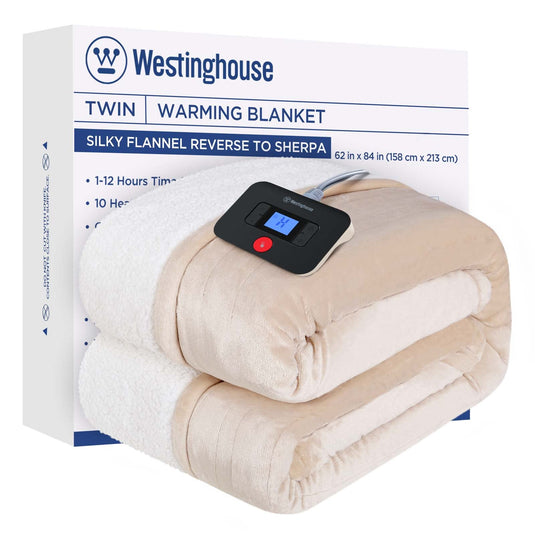 Westinghouse Heated Throw Blanket, Electric Blanket Throw with 6 Heating Levels and 2-10 Hours Time Settings, Flannel to Sherpa Super Cozy Heated Blanket Machine Washable, 50x60 inch, Charcoal