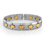 Urban Jewelry Stunning Solid Tungsten Link Bracelet for Men Polished Link, Puzzle, Ceramic Style (Silver, Black, 18K Gold Plated Option)