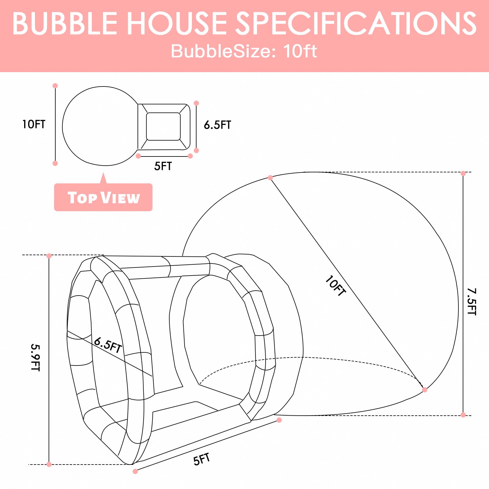 10FT Bubble House, Clear Balloon House for Party, PVC Bubble House Dome Inflatable for Kids, Inflatable Bubble House Perfect for Indoor Outdoor Kids Party Celebrations Party Rental Equipment