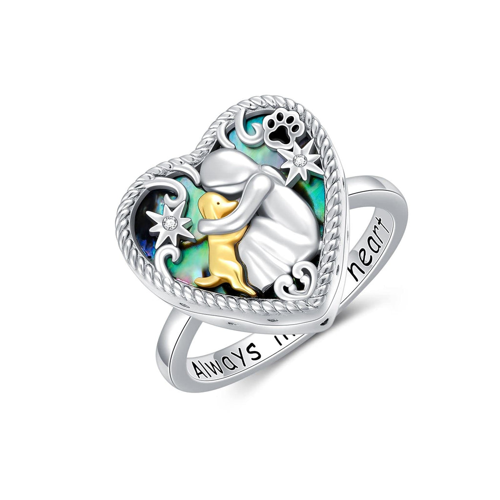 AOBOCO Sterling Silver Dog Urn Ring for Ashes, Dog Memorial Keepsake Cremation Jewelry Gifts for Dog Lovers Women