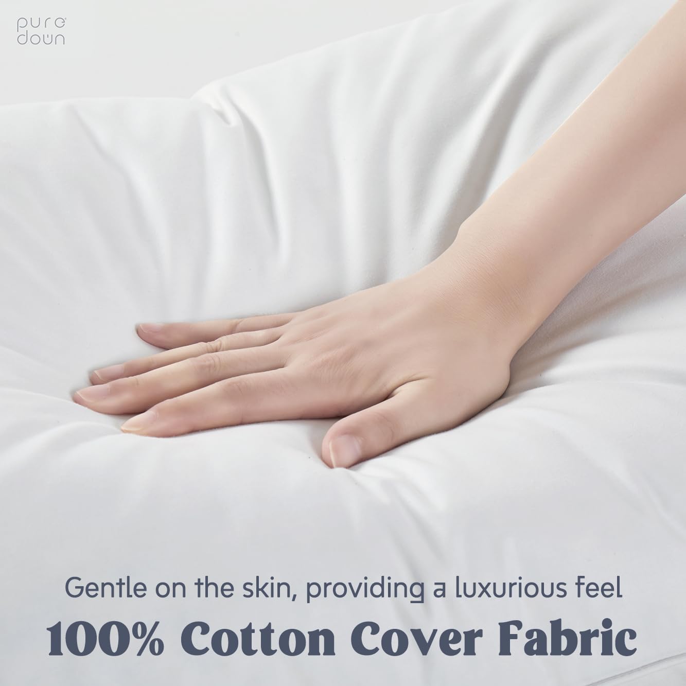 puredown® Goose Feathers and Down White Pillows with 100% Cotton Cover, Bed Sleeping Hotel Collection Pillows Set of 2, Standard Size