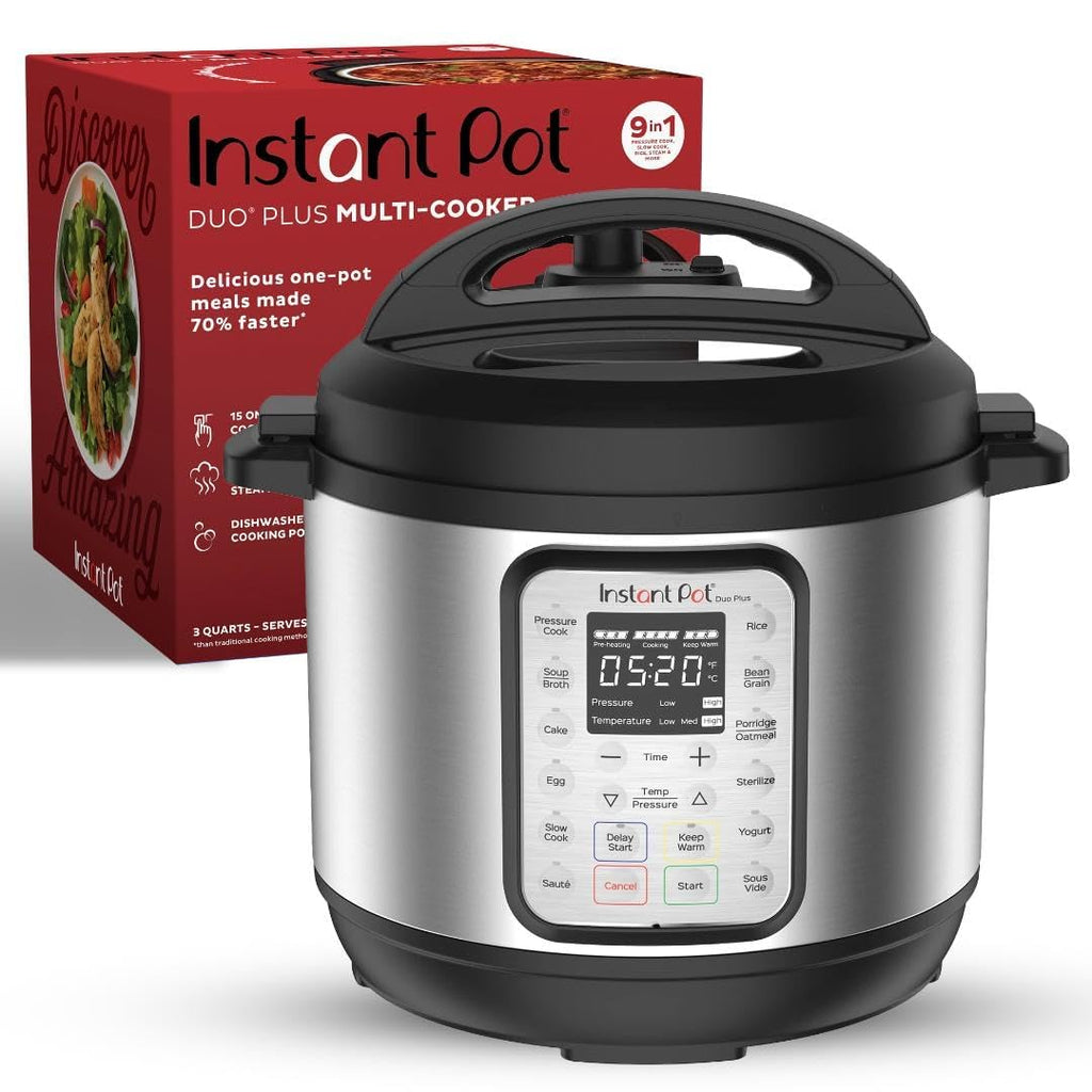 Instant Pot Duo Plus 9-in-1 Electric Pressure Cooker, Slow Cooker, Rice Cooker, Steamer, Sauté, Yogurt Maker, Warmer & Sterilizer, Includes App With Over 800 Recipes, Stainless Steel, 3 Quart