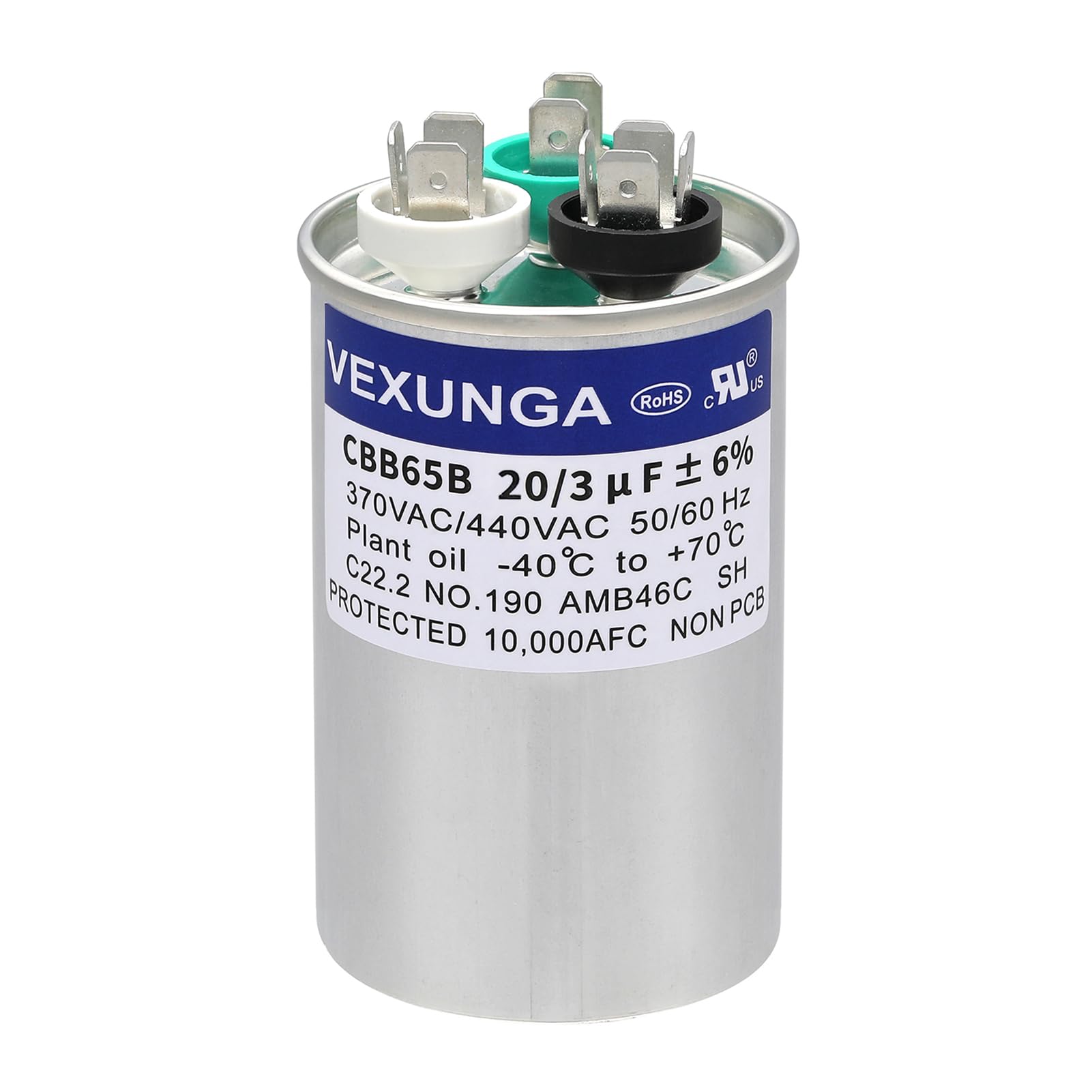 45/5 uF 45+5 MFD 370V or 440V Dual Run Start Round A/C Capacitor 45 5 uF 370 440 Volt VAC CBB65B Air Conditioner Capacitors for AC Unit Fan Motor Start or Heat Pump or Condenser Straight Cool
