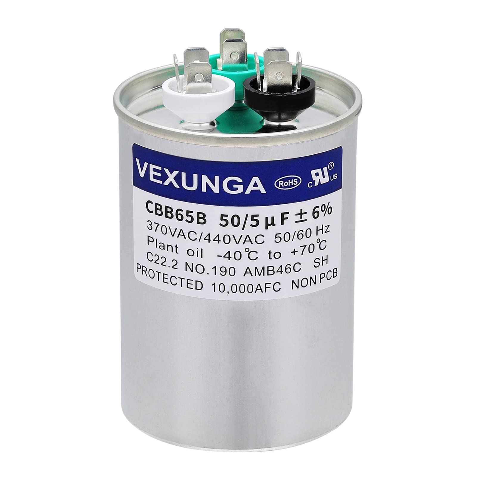 45/5 uF 45+5 MFD 370V or 440V Dual Run Start Round A/C Capacitor 45 5 uF 370 440 Volt VAC CBB65B Air Conditioner Capacitors for AC Unit Fan Motor Start or Heat Pump or Condenser Straight Cool