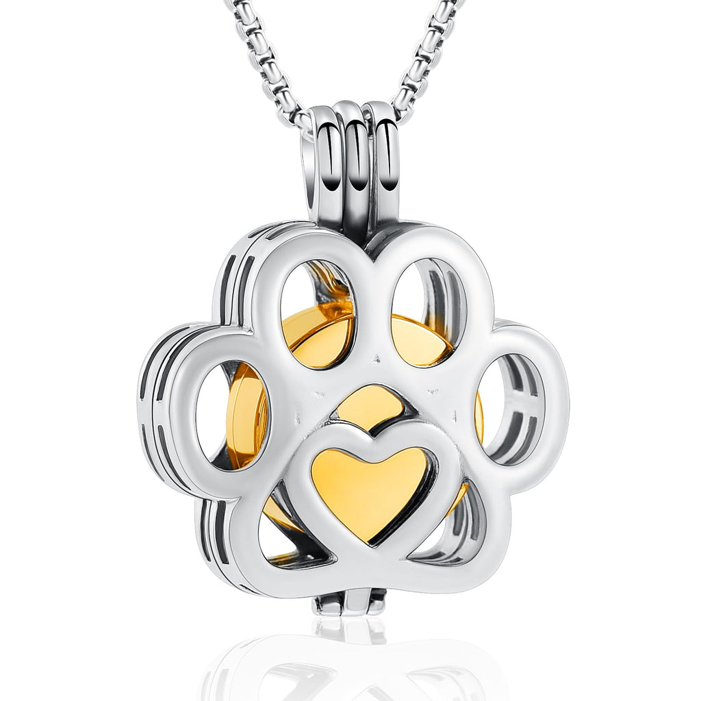 Oinsi Pet Cremation Jewelry For Ashes For Dog/Cat Paw Stainless Steel Memorial Locket Urn Necklace Inside Mini Case Keepsake Cremation Jewelry Women Men