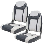 Premium Marine A Pair of Low Back Folding Boat Seat, Fishing Marine Seats with Stainless Steel Screws, Charcoal/Black(2 Seats)