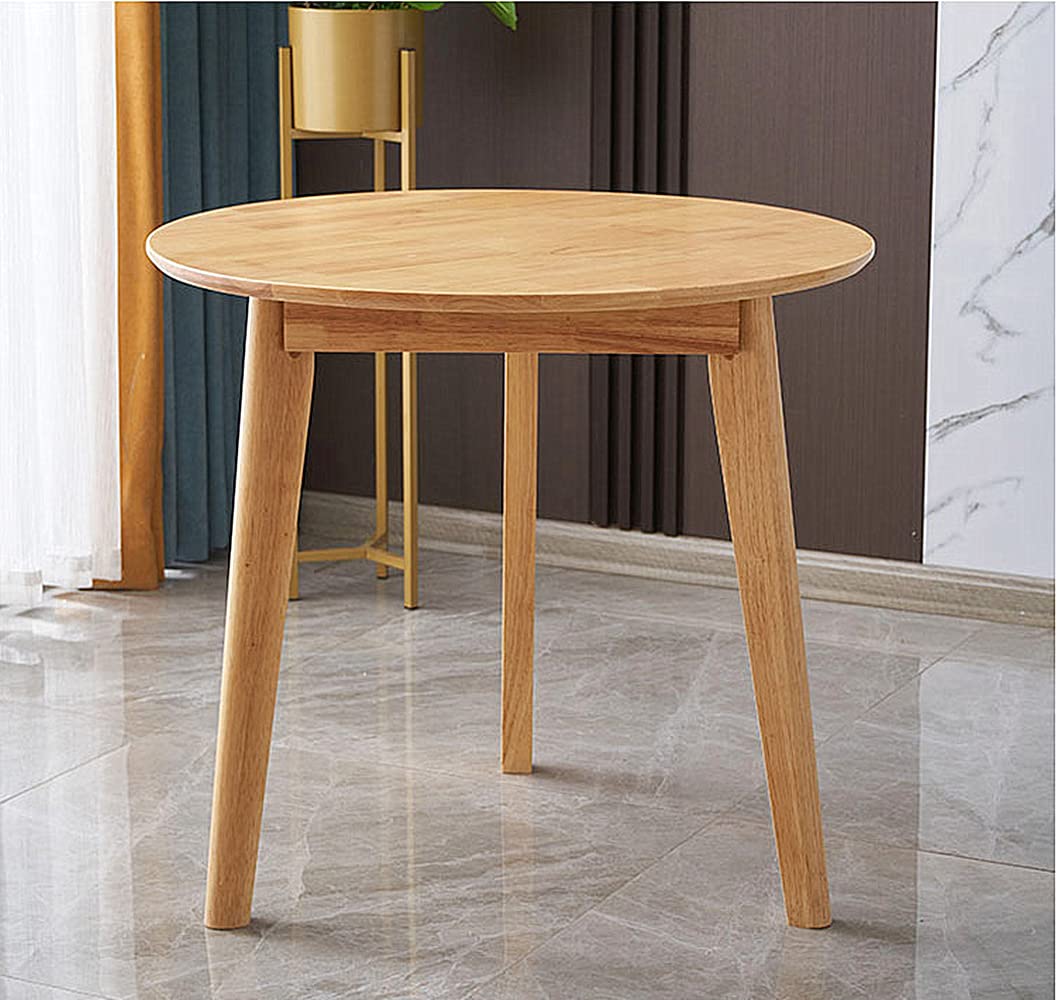 24" Round 3 Legs Casual Dining Table, Walnut Brown Rubberwood Coffee Table End Table Modern Leisure Table Small Dining Room Kitchen Furniture for Small Space