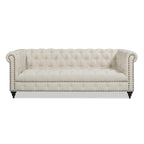 Jennifer Taylor Home Alto 88" Performance Velvet Tufted Chesterfield Sofa in Burnt Orange