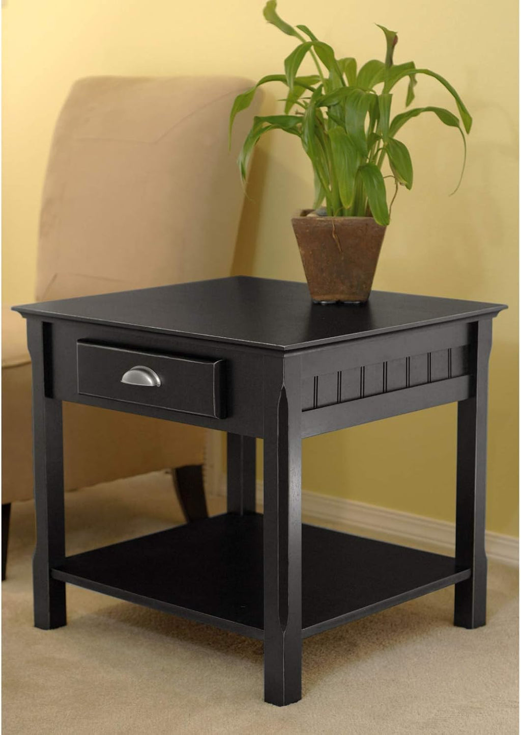 Winsome Wood Timber Occasional Table, Black, 21.97 x 21.97 x 22.05 inches