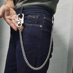 Ahiller Herrepung og Nøglering med Wolframstålspids, Kraftig Biker Nøglering til Jeans, Bælte eller Lomme (DK-Sølv-1PCS)