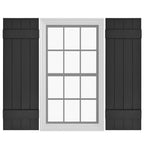 Pontiac Trail Board & Batten Vinyl Shutters (1 Pair) | 14.5"x31" (4-Board) - Black Cosmos/Paintable | Exterior Window Shutters | Includes Mounting Hardware | Simple Installation | Made in US