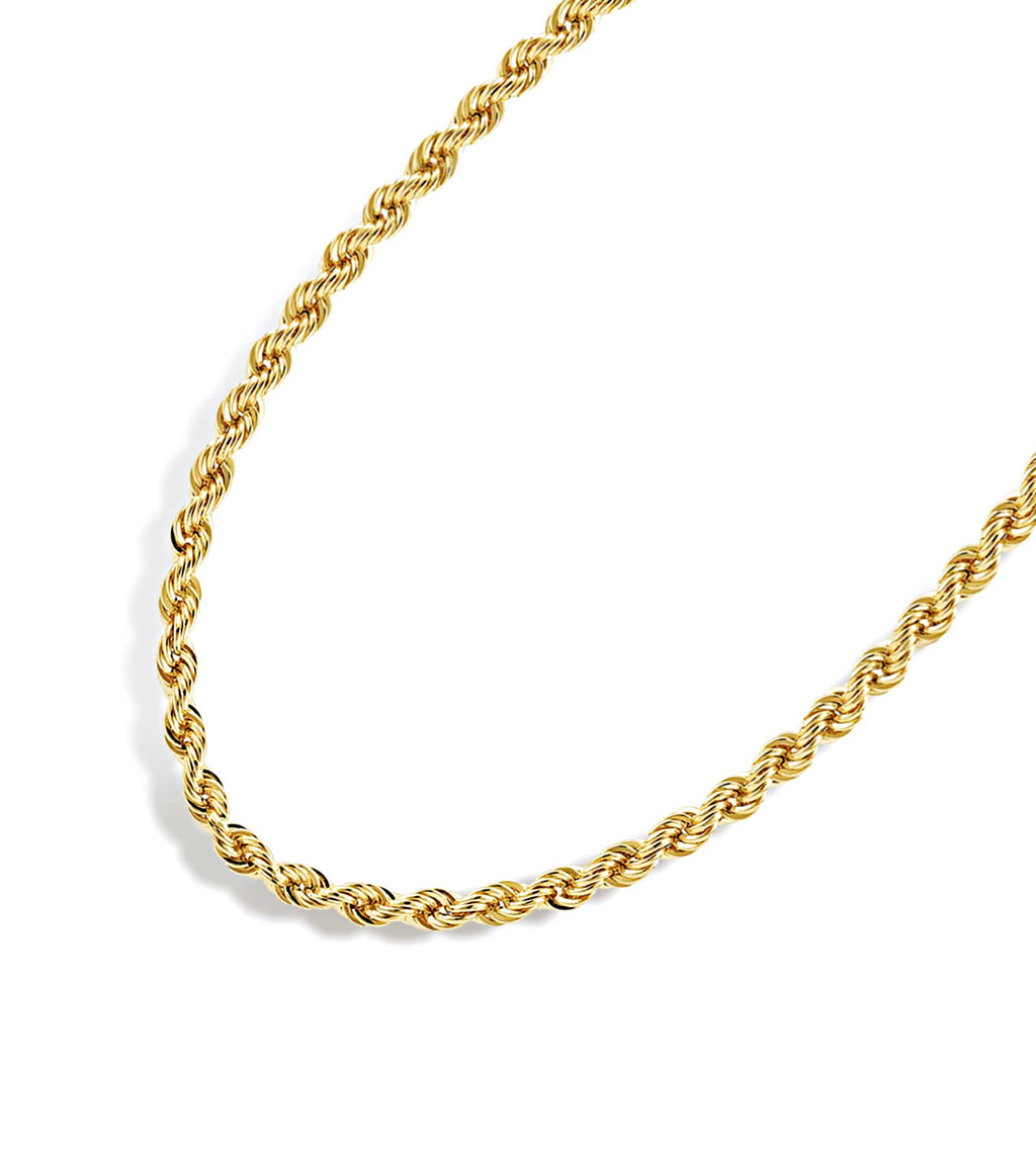 Jewelry Atelier Gold Chain Necklace Collection - 14K Solid Yellow Gold Filled Rope Chain Necklaces for Women and Men with Different Sizes (2.1mm, 2.7mm, or 3.8mm) - Grand Goldman