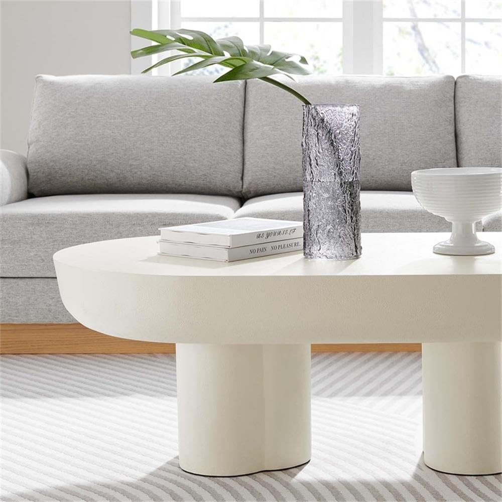 Modway EEI-6763-WHI Caspian Oval Concrete Coffee Table, White