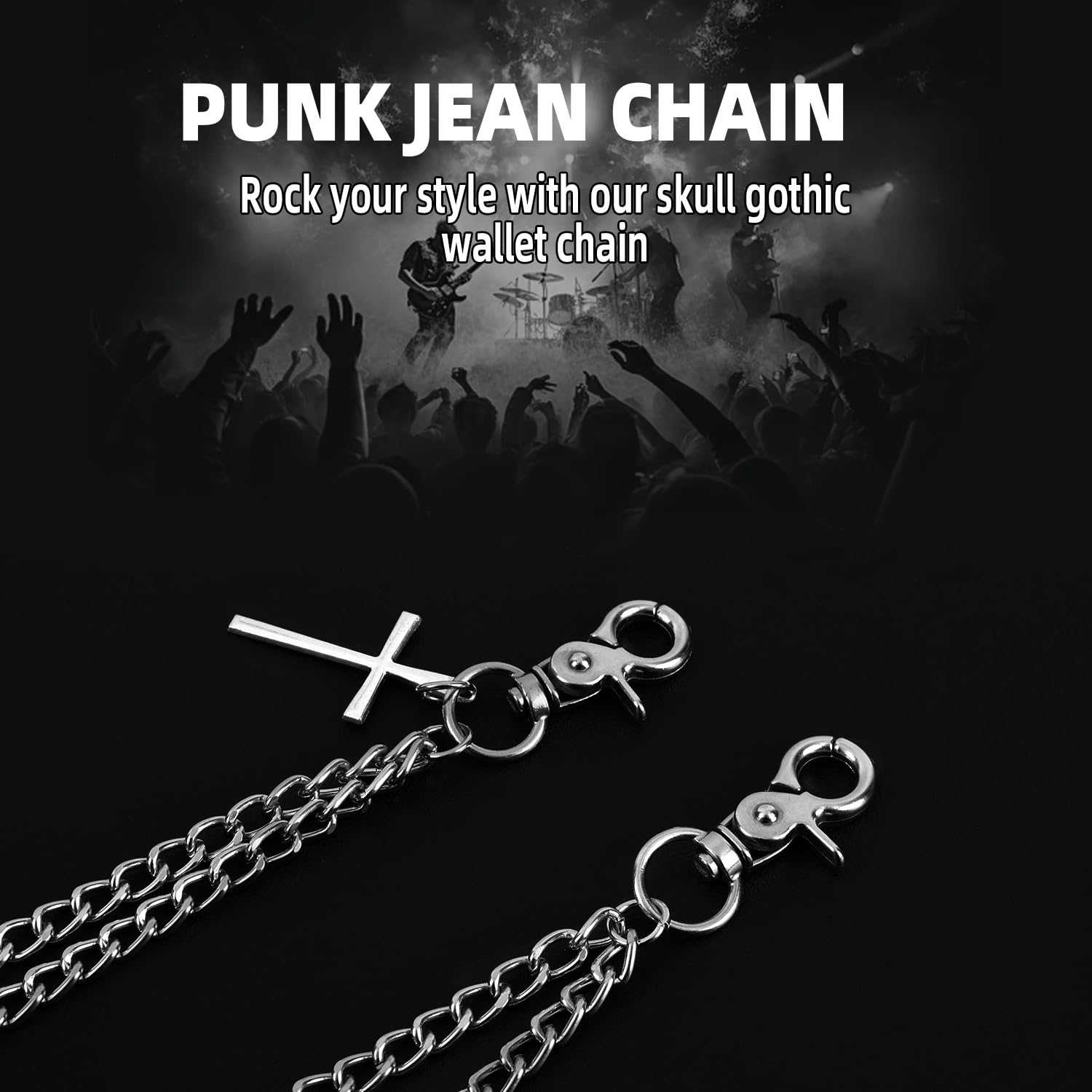 Chaîne Jean pour Hommes Femmes, Chaîne de Portefeuille Gothique à Double Couche pour Jeans, Style Hip Hop
