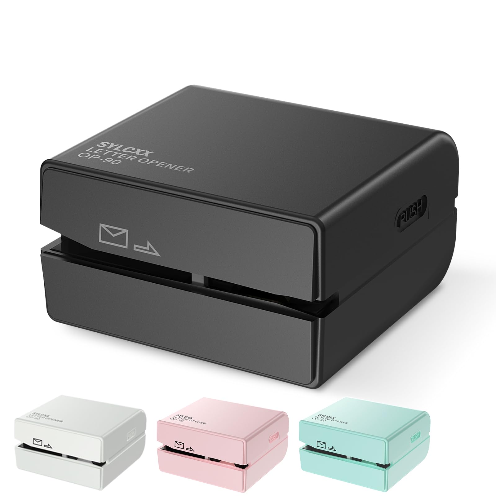 Batteridrevet elektrisk brevsprætter - brevsprættere kuvertklipper, kuvertåbner, poståbner, universel kuverteffektiv brevsprætter til kontor, hjem (sort)