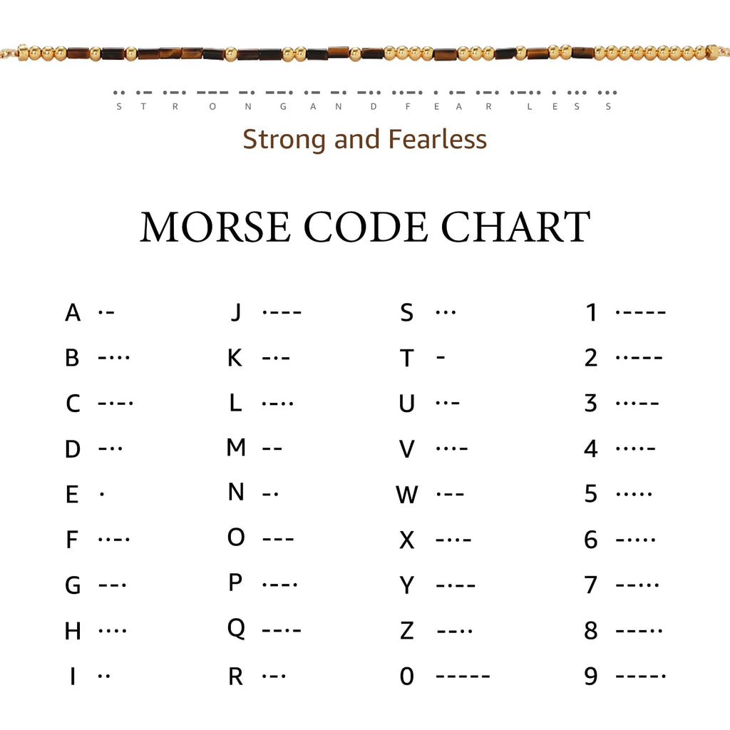 Bracelet Morse Code Or MEVECCO pour Femmes Bracelet Mixte en Pierre Œil de Tigre Plaqué Or 18K Bracelet Chaîne Morse Code Personnalisé Fait Main Empilable Bijoux Cadeaux