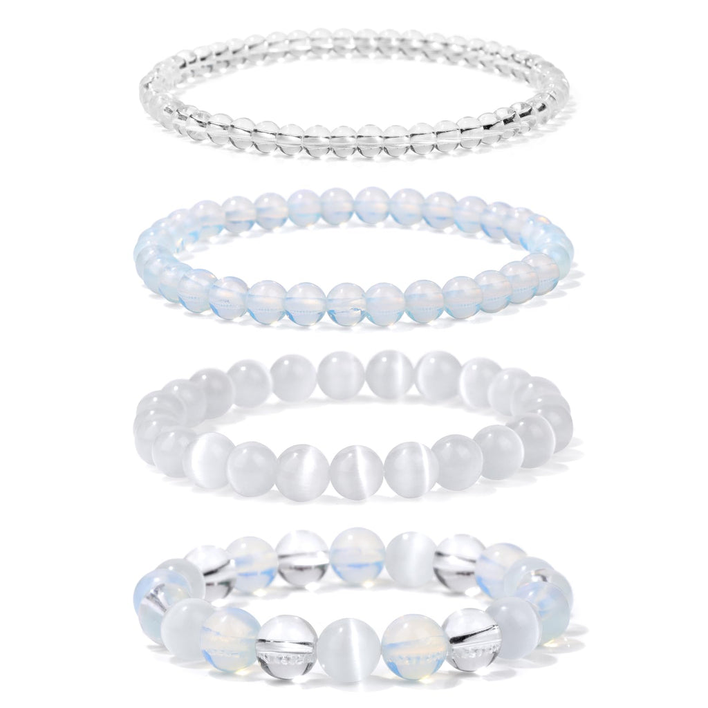 4pcs Beaded Bracelets for Women,Natural Healing Crystal Gemstones Bracelet,Anxiety Stress Relief Bracelet Handmade purple Jewelry Gifts for Women