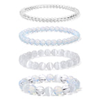 4pcs Beaded Bracelets for Women,Natural Healing Crystal Gemstones Bracelet,Anxiety Stress Relief Bracelet Handmade purple Jewelry Gifts for Women