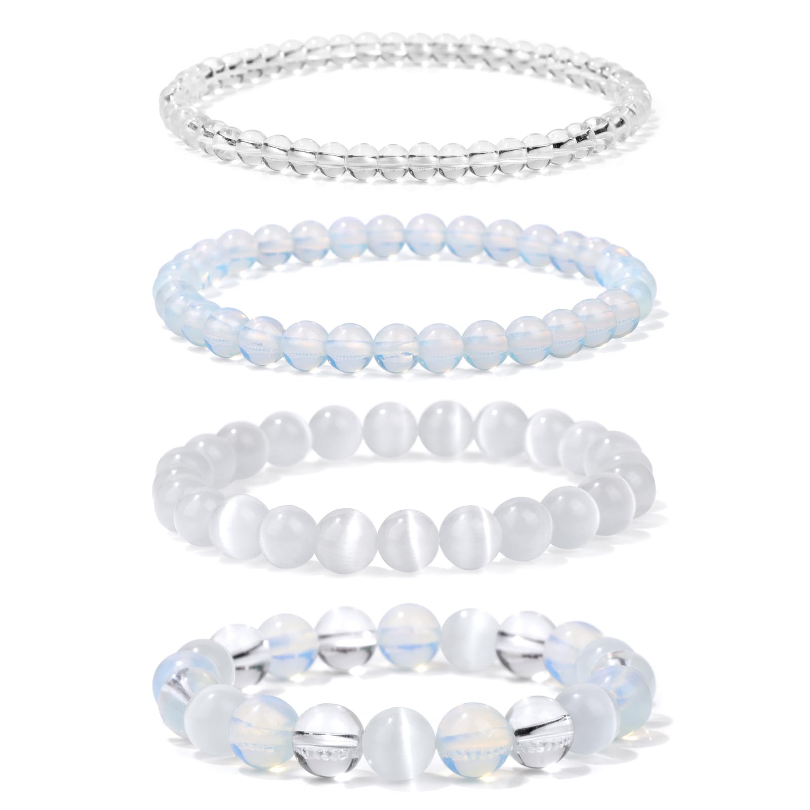 4pcs Beaded Bracelets for Women,Natural Healing Crystal Gemstones Bracelet,Anxiety Stress Relief Bracelet Handmade purple Jewelry Gifts for Women