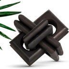 Wood Knot Entry Table for Living Room – Boho 6 Link Interlock Coffee Table, Handcrafted Mango Wood Console Shelf, Modern Farmhouse Home Decor (Black)