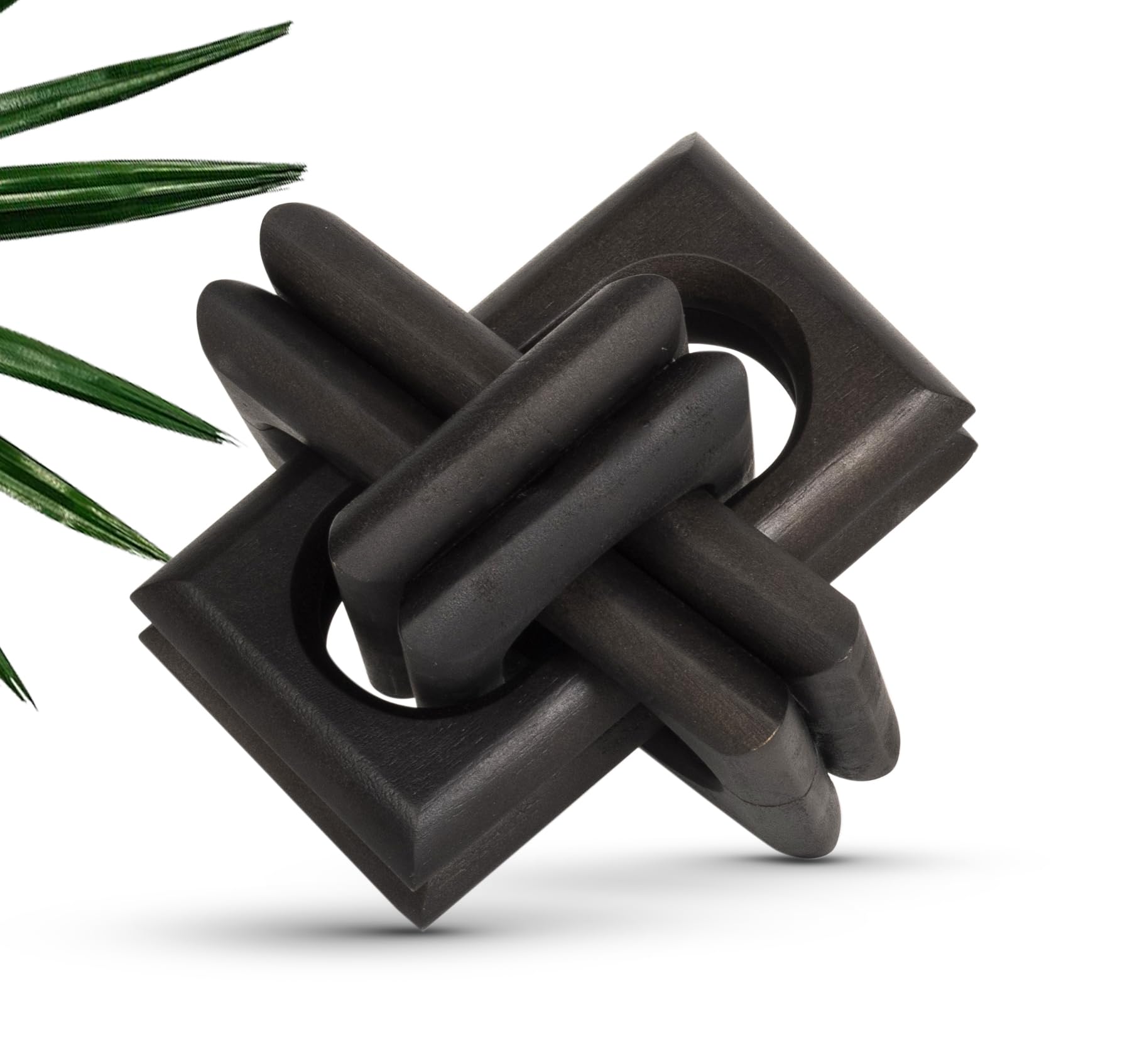 Wood Knot Entry Table Boho Shelf 6 Link Interlock Coffee Table for Living Room and Modern Farmhouse Hand Crafted Natural Mango Wood Console Table Decor (Natural)