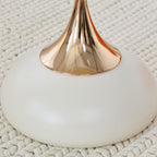 Modern Round Side Table with Gold Pedestal Base, Black Metal Top, Accent End Table for Living Room (White)