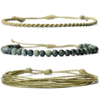 Handmade Natural Stone Beaded Healing Bracelet Gift for Men Adjustable Rope String Bracelet (Lava Rock, Adjustable)