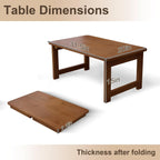Floor Coffee Table for Living Room, Japanese Folding Low Dining Table, No Assembly Foldable Tatami Tea Table - Natural Solid Wood Bamboo, Rectangle Ground Desk for Small Spaces (Walnut)
