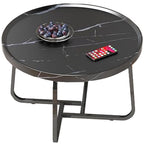 20 inches Round Coffee Table, Wooden Surface Top & Sturdy Metal Legs Coffee Table with Fluted, End Table for Living Room Bedroom Office Balcony Yard (Walnut, 20 inches)