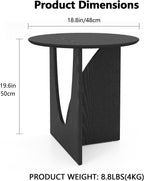 Round Black Side Table, Unique End Table and Small Coffee Table for Living Room, Balcony Room